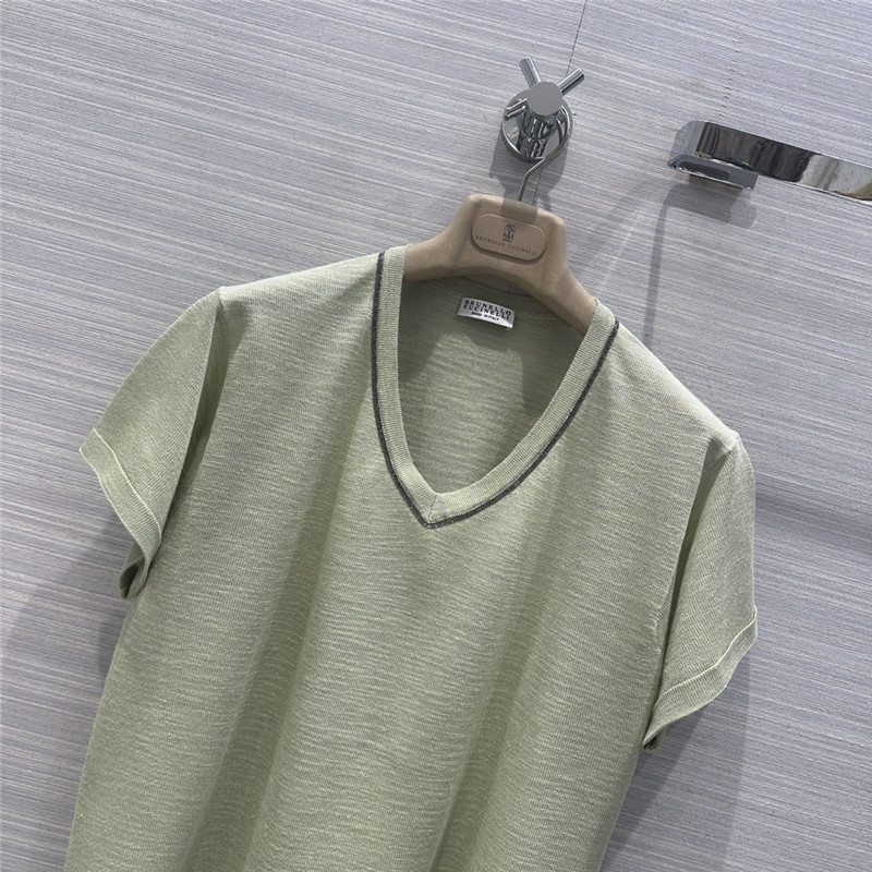 BC linen yarn V-neck top cheap replica designer clothes