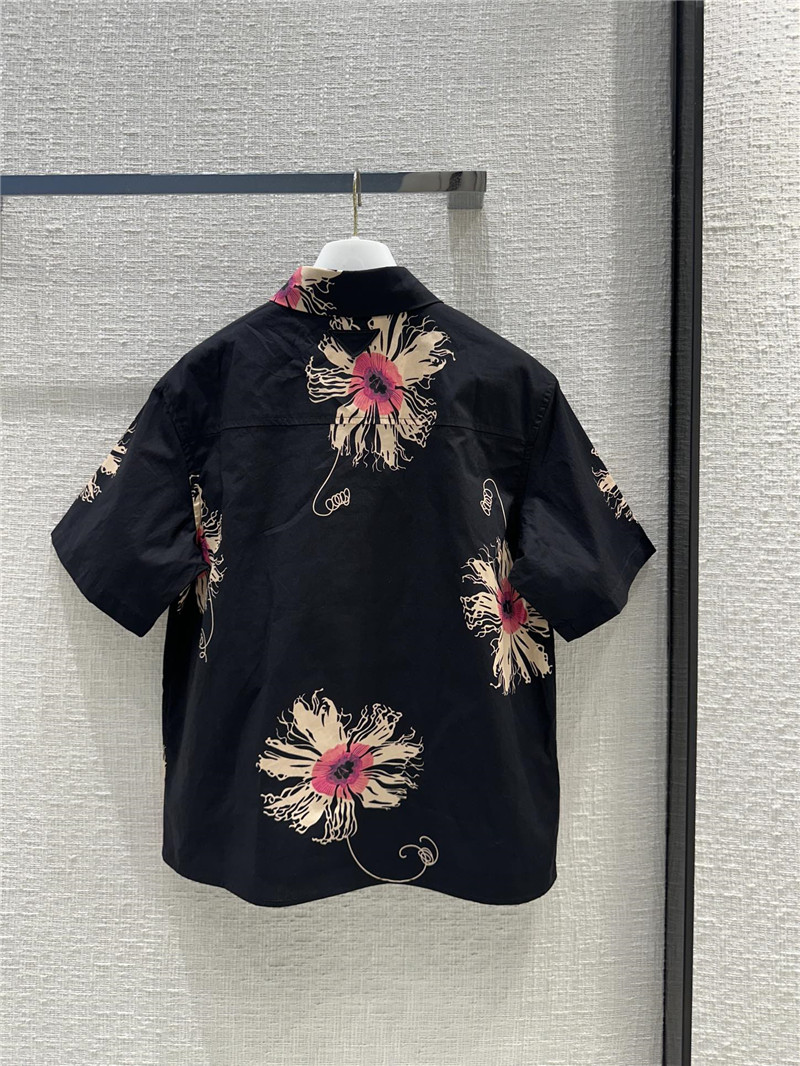 Pra*a black floral print short sleeve shirt replica d&g clothing