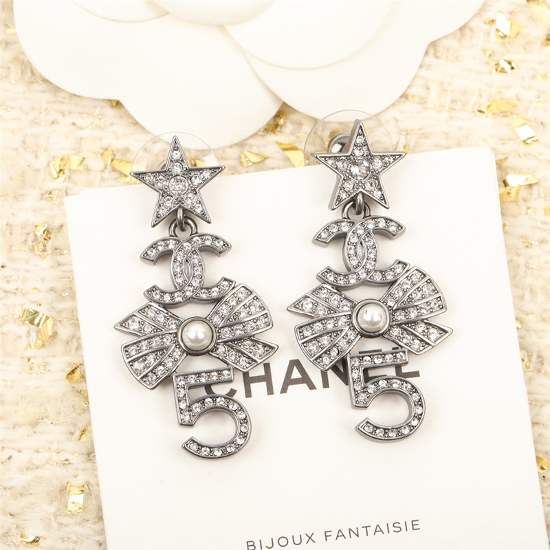 Ch**el multi-element double c earrings