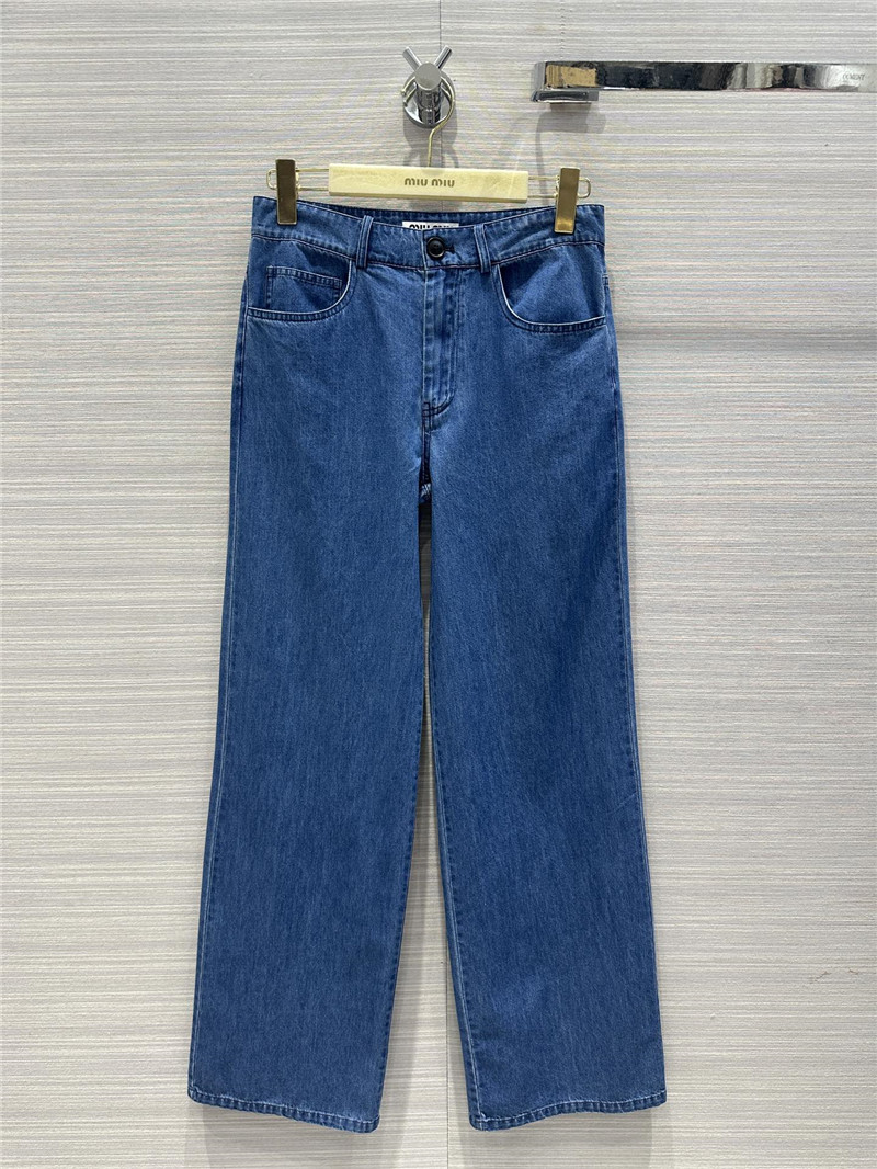 M1um1u soft denim mid-low-rise straight pants replica clothing