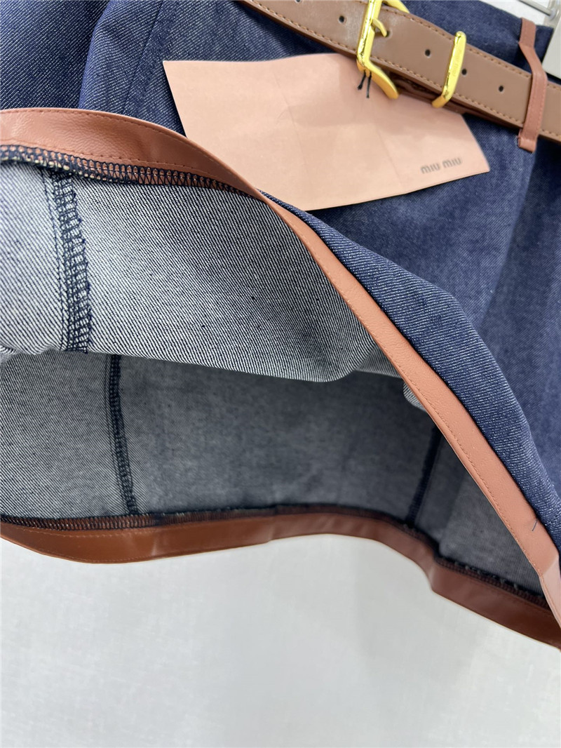 M1um1u patchwork leather skirt replica designer clothes