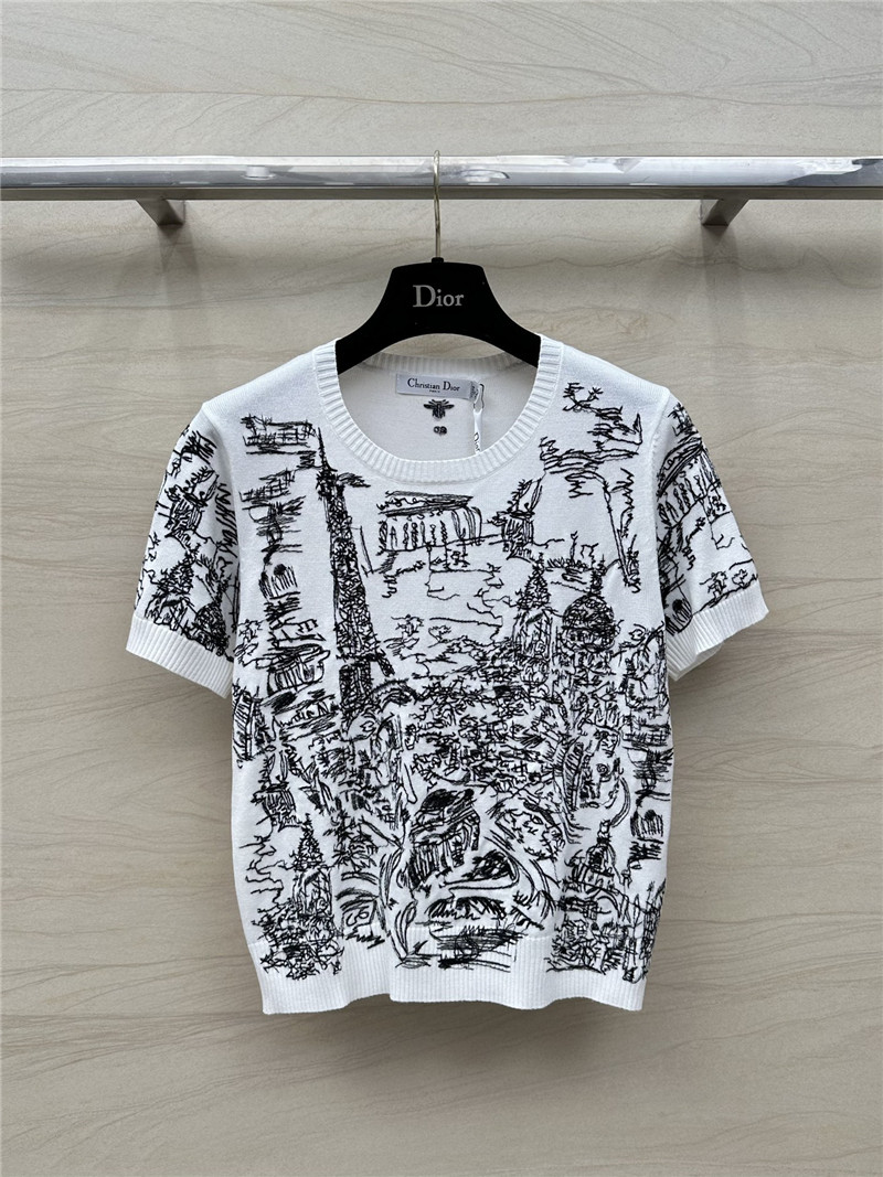 D10r graffiti embroidered short-sleeved top replica clothing
