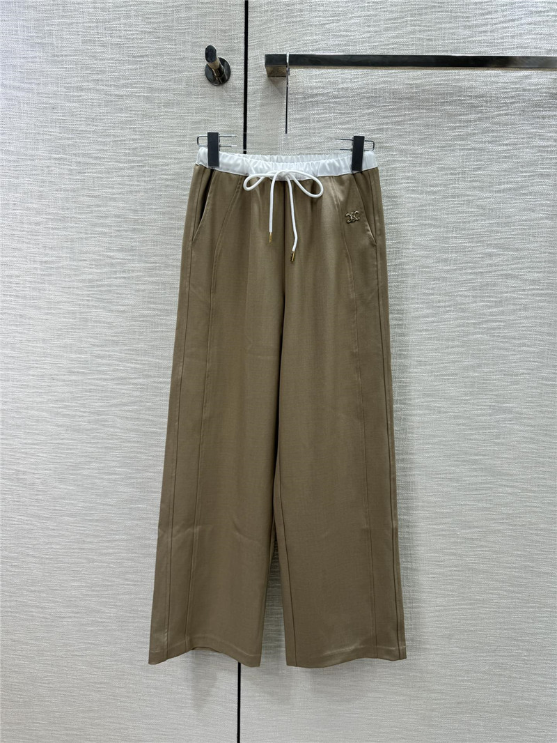 Ce1i*e brown wide-leg drawstring pants