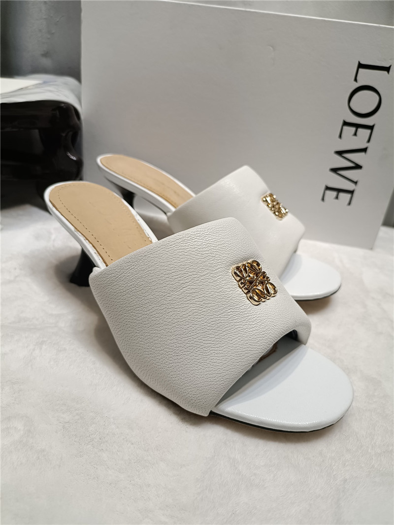 L0ew* anagram medallion kitten-heel mules in white