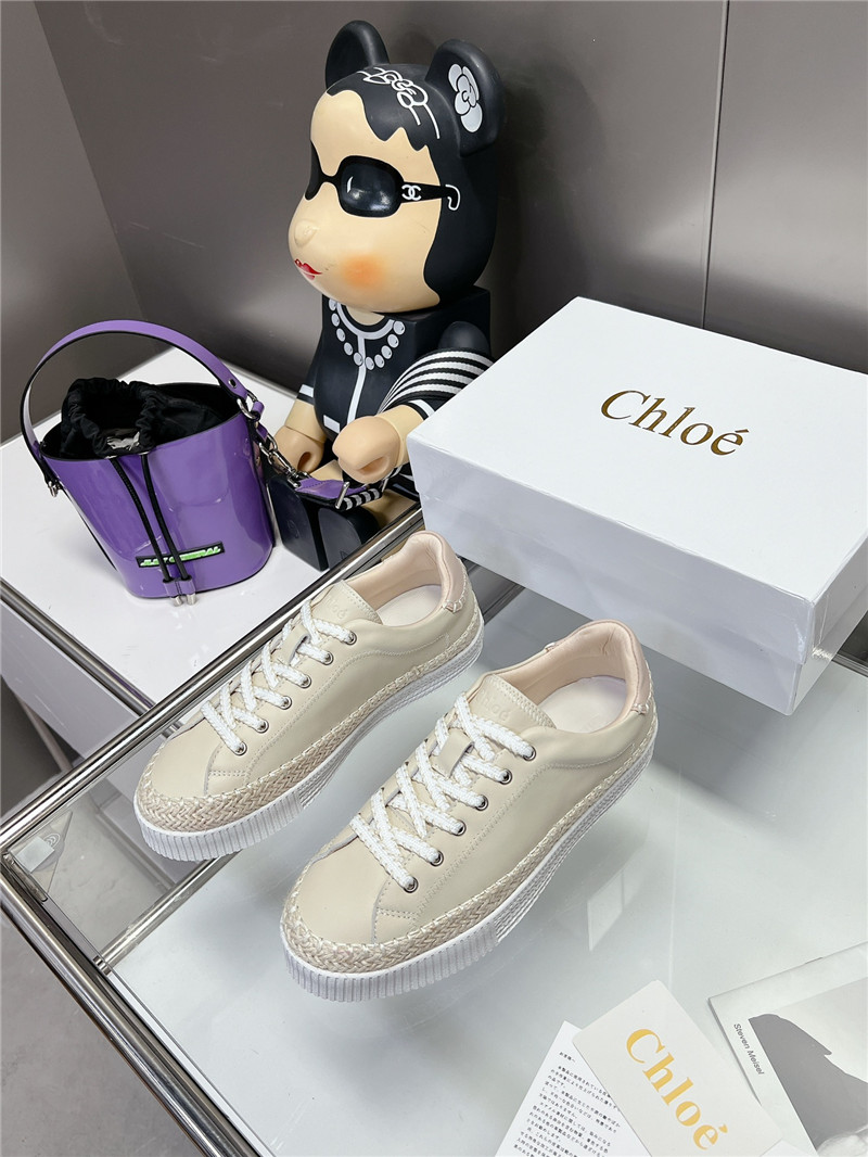Chloé Beige Low-Top Platform Sneakers