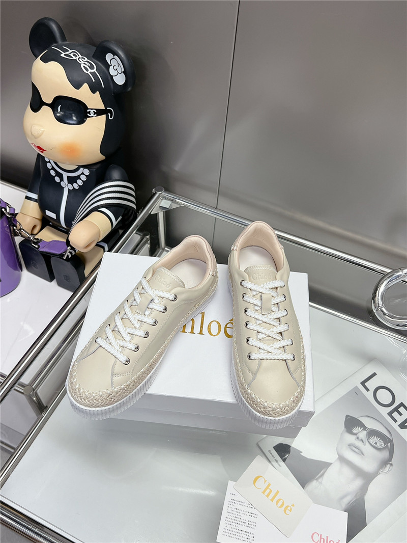Chloé Beige Low-Top Platform Sneakers
