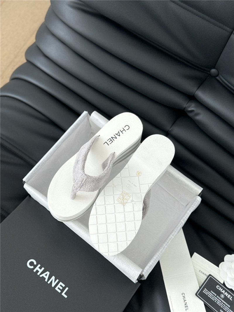 Ch**el platform wedge heel slippers in silver