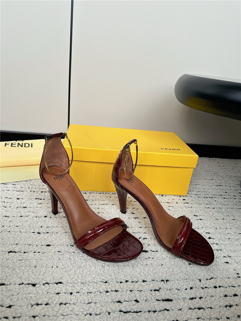 F**di keefa burgundy leather slingback sandals