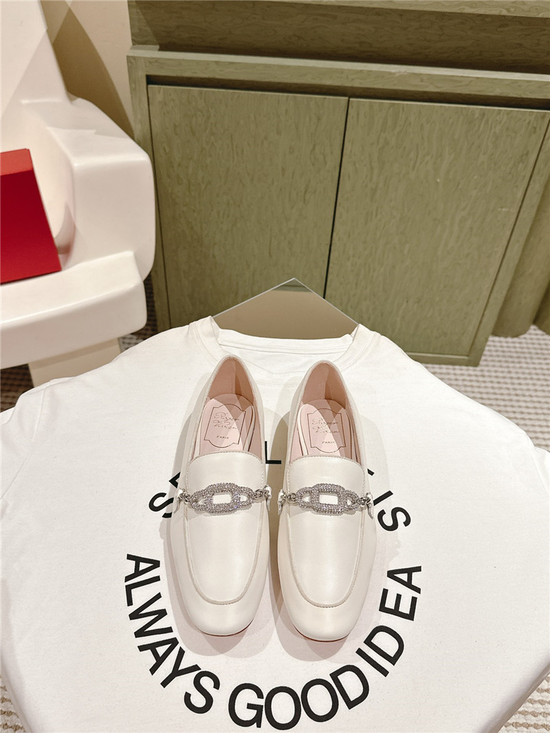 roger u1u1er embellished white leather loafers