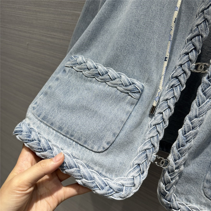 Ch**el denim blue jeans suit replica designer clothes