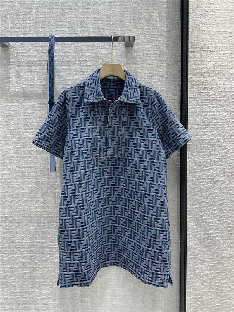 F**di short sleeve denim dress replica d&g clothing