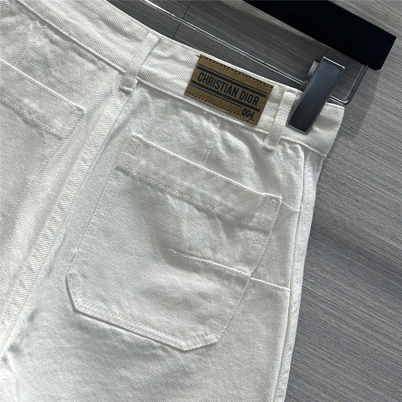 D10r straight white denim shorts replicas clothes