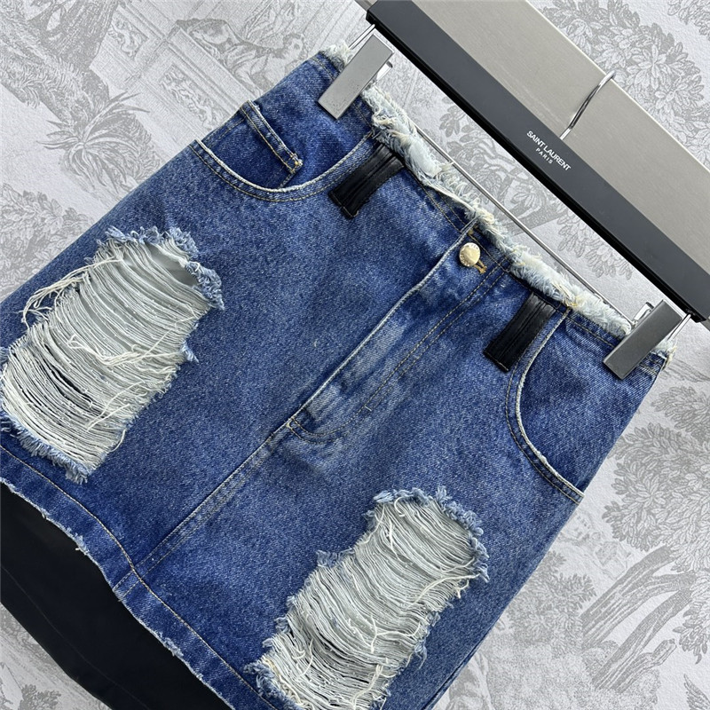 F**di leather patchwork denim skirt replica d&g clothing