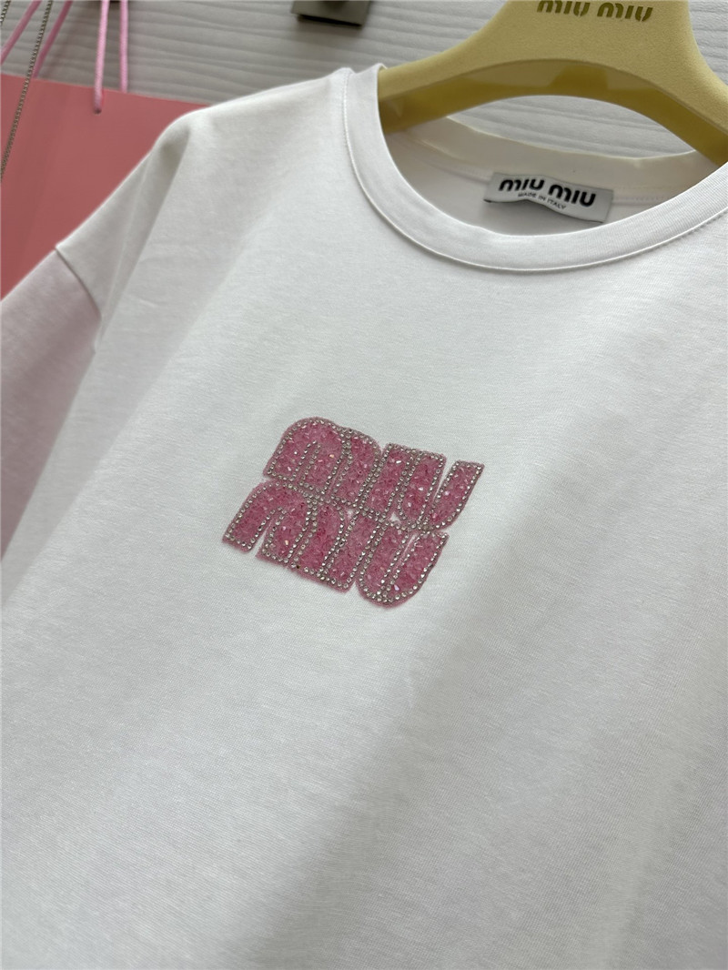 M1um1u beaded contrast color t-shirt replica clothes