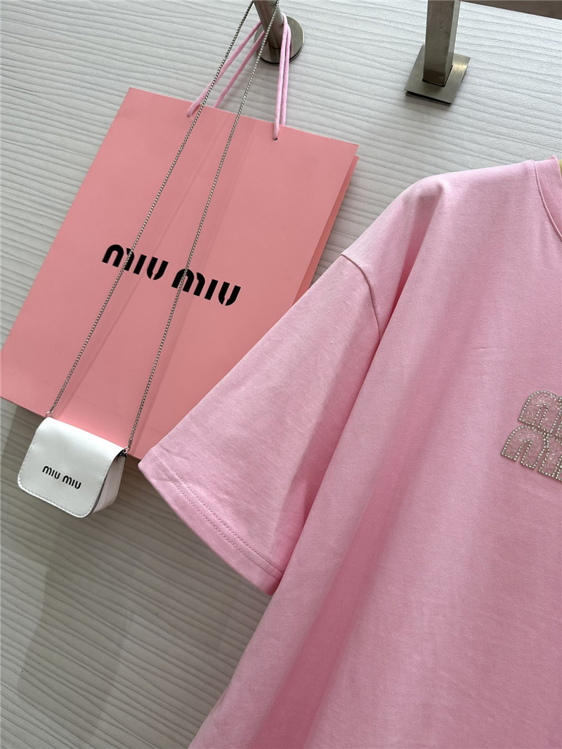 M1um1u beaded contrast color t-shirt replica clothes