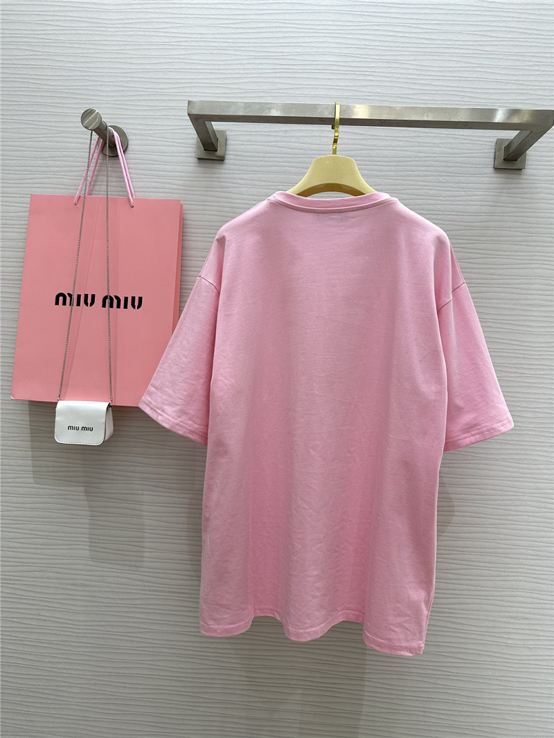 M1um1u beaded contrast color t-shirt replica clothes