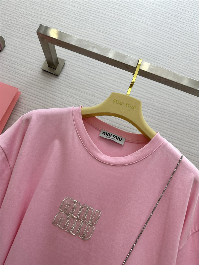 M1um1u beaded contrast color t-shirt replica clothes