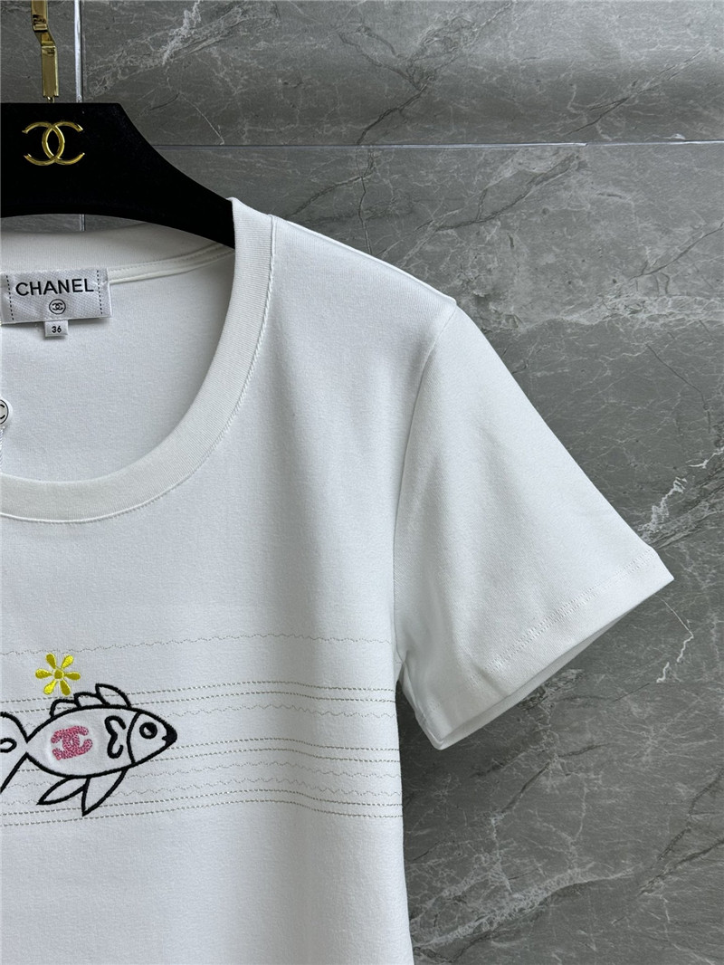 Ch**el fish embroidered t-shirt replica d&g clothing
