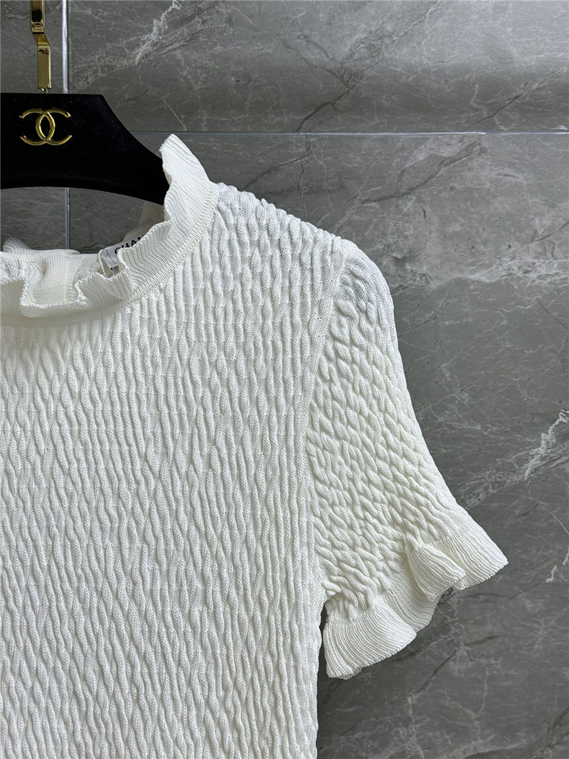Ch**el ruffled knit top replica clothing