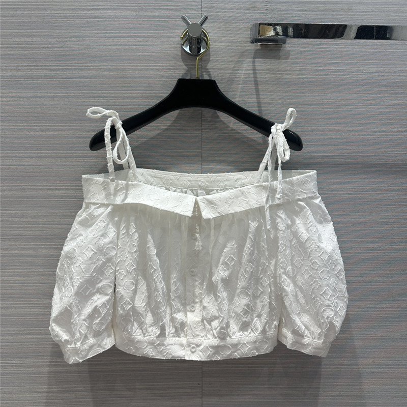 l0vis Vvtt0n monogram fil coupé off-the-shoulder blouse