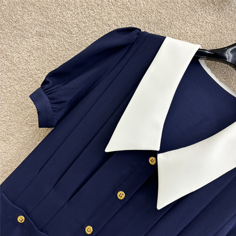 M1um1u navy blue gold button dress replica d&g clothing