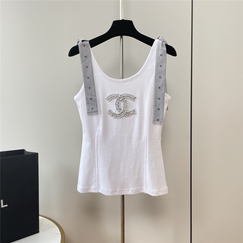 Ch**el ruffled logo cotton vest replica clothing