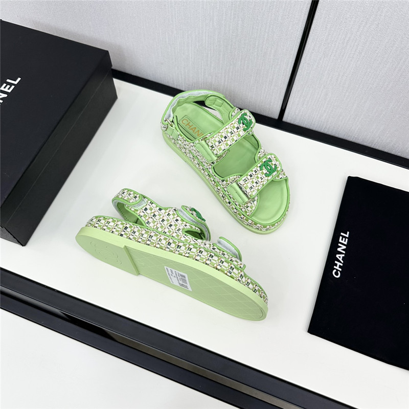 Ch**el women’s green tweed sandals