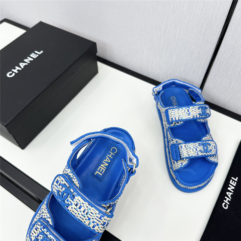 Ch**el women’s tweed sandals blue