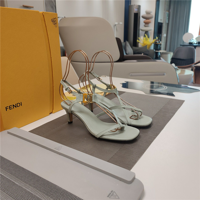 F**di ffold 55mm leather sandals green