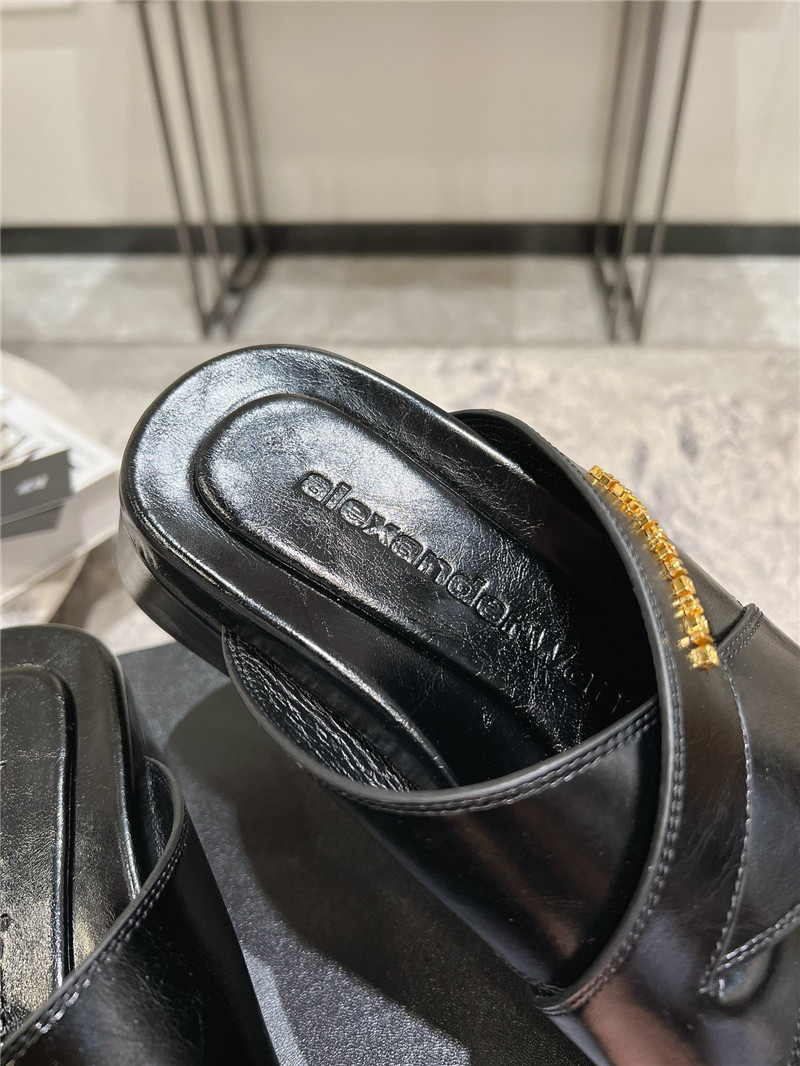A1exa*der wang black patent leather platform slippers