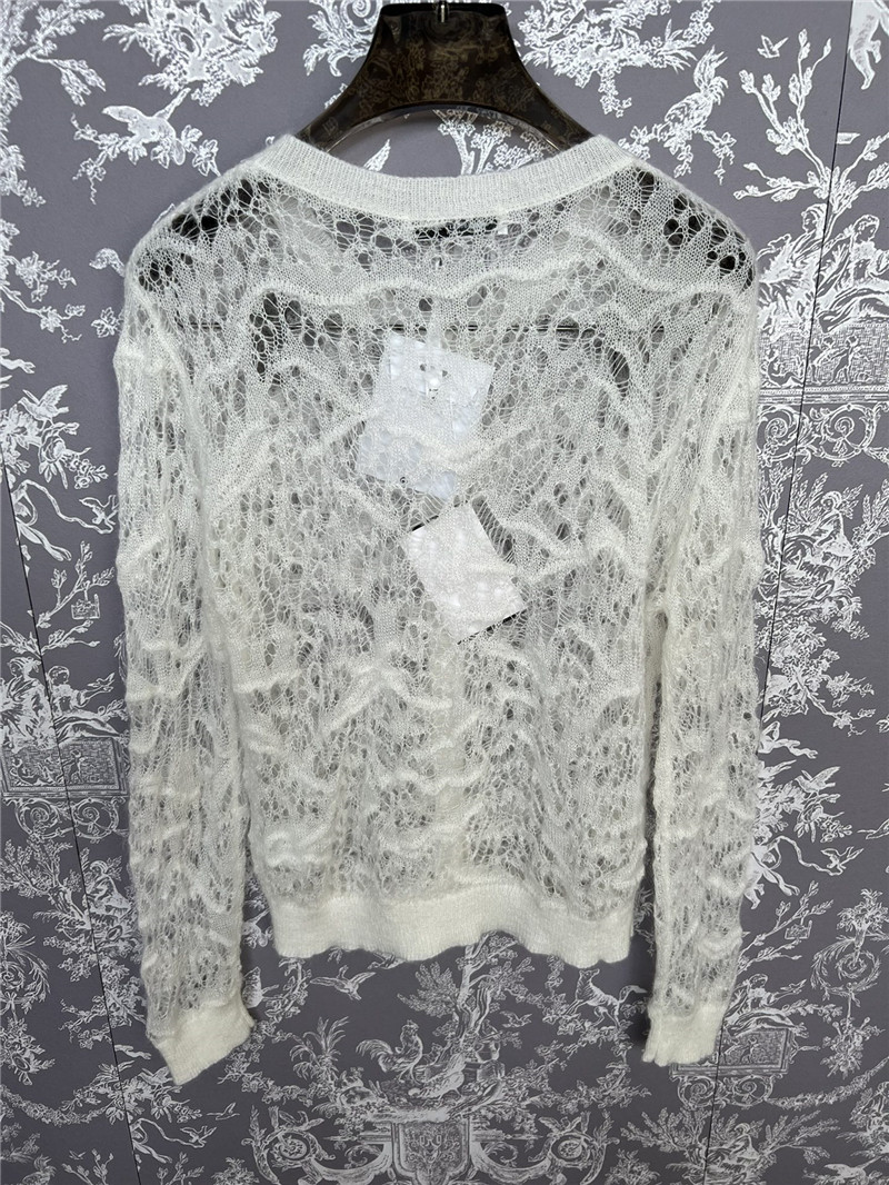 D10r lace crochet cardigan in off-white