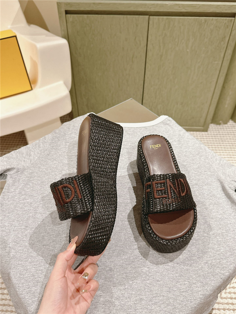 F**di sunshine platform slides women brown