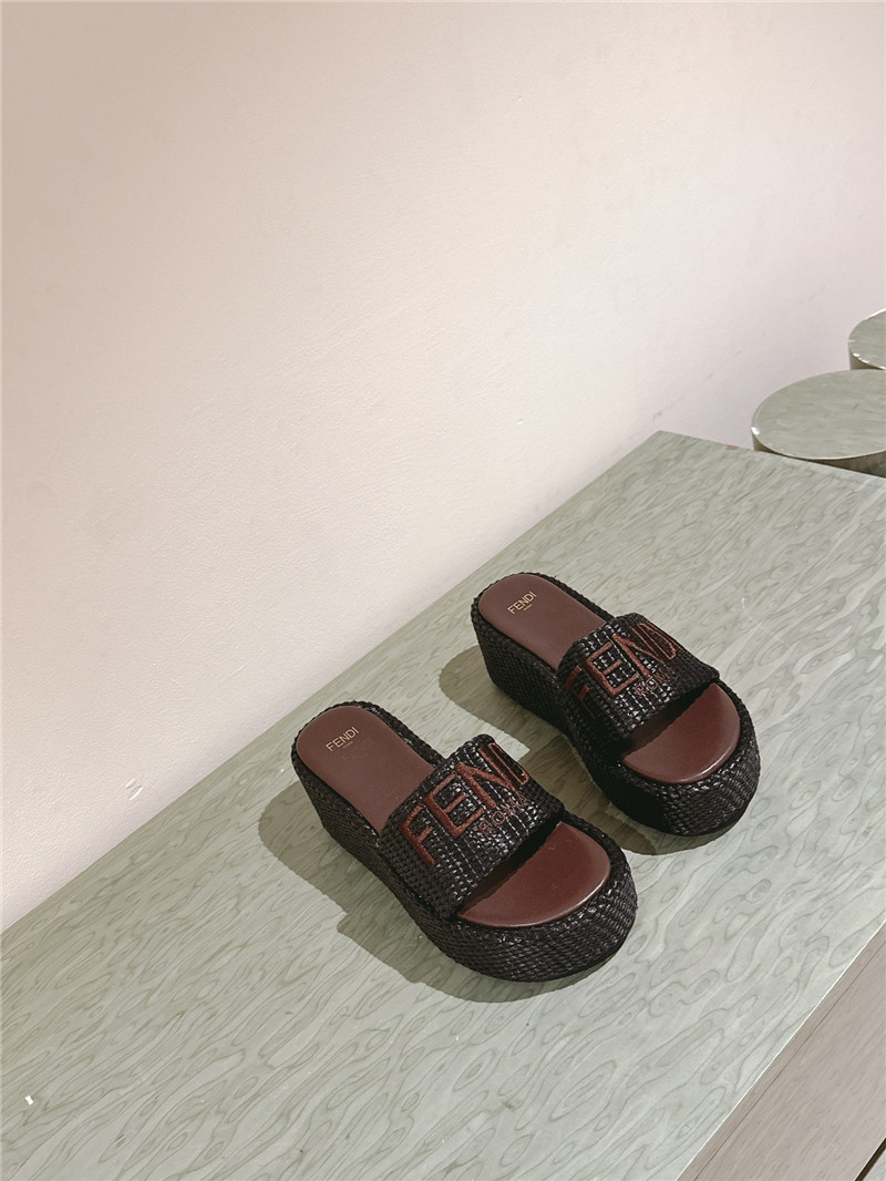 F**di sunshine platform slides women brown