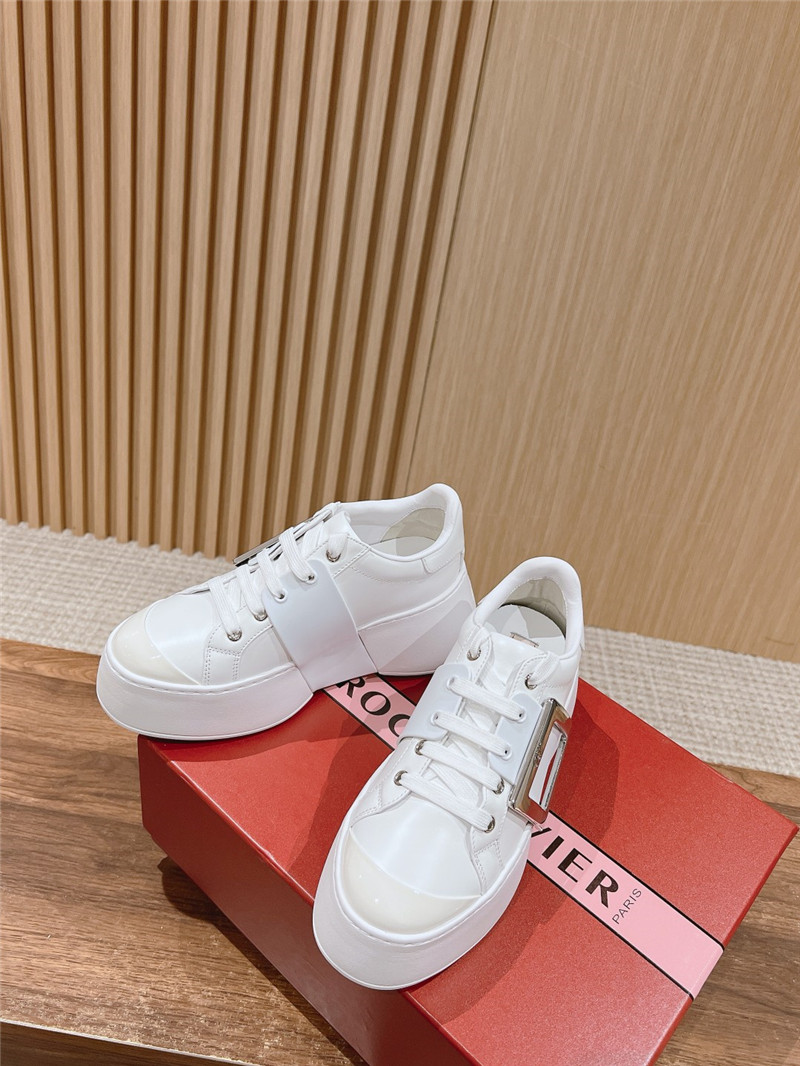 roger u1u1er viv skate leather sneakers in white