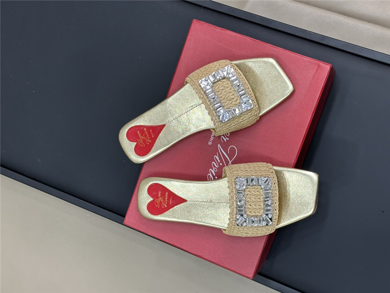 roger u1u1er buckle-detail raffia slides