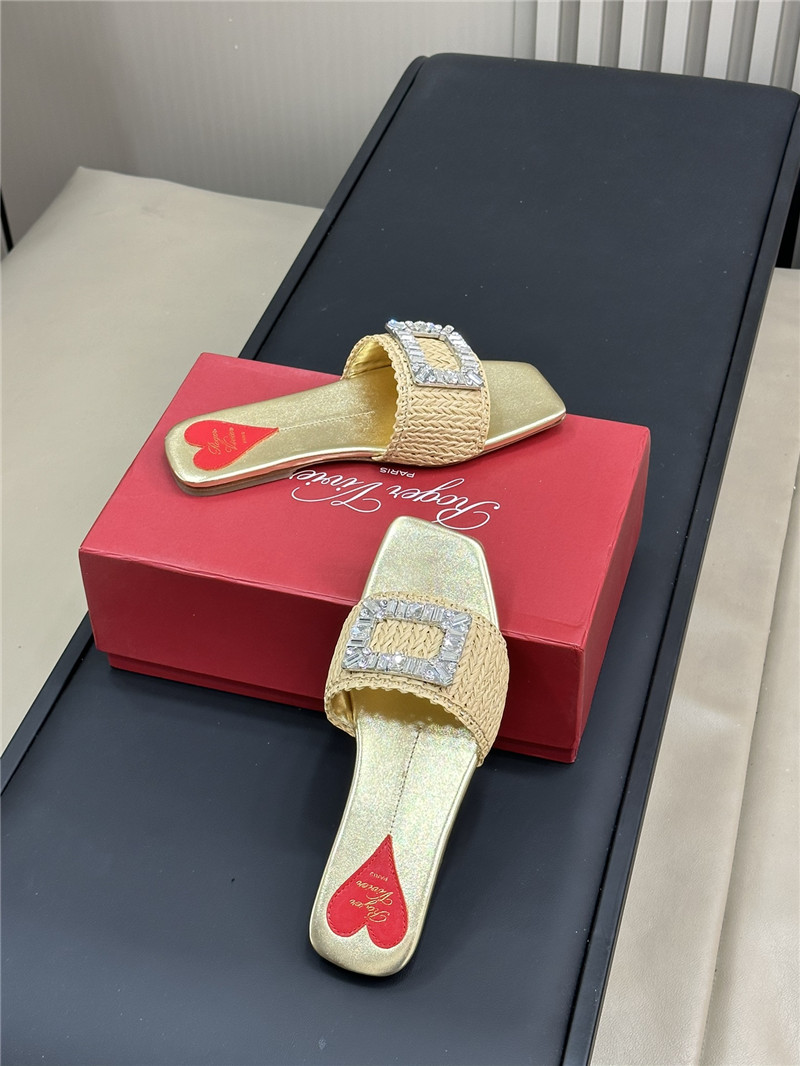 roger u1u1er buckle-detail raffia slides