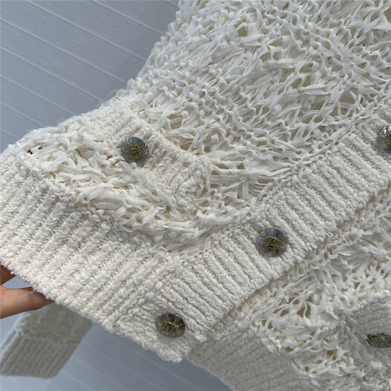 Ch**el woven crochet cardigan white