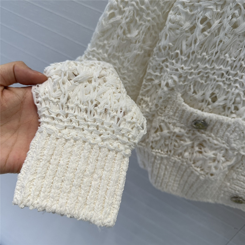 Ch**el woven crochet cardigan white