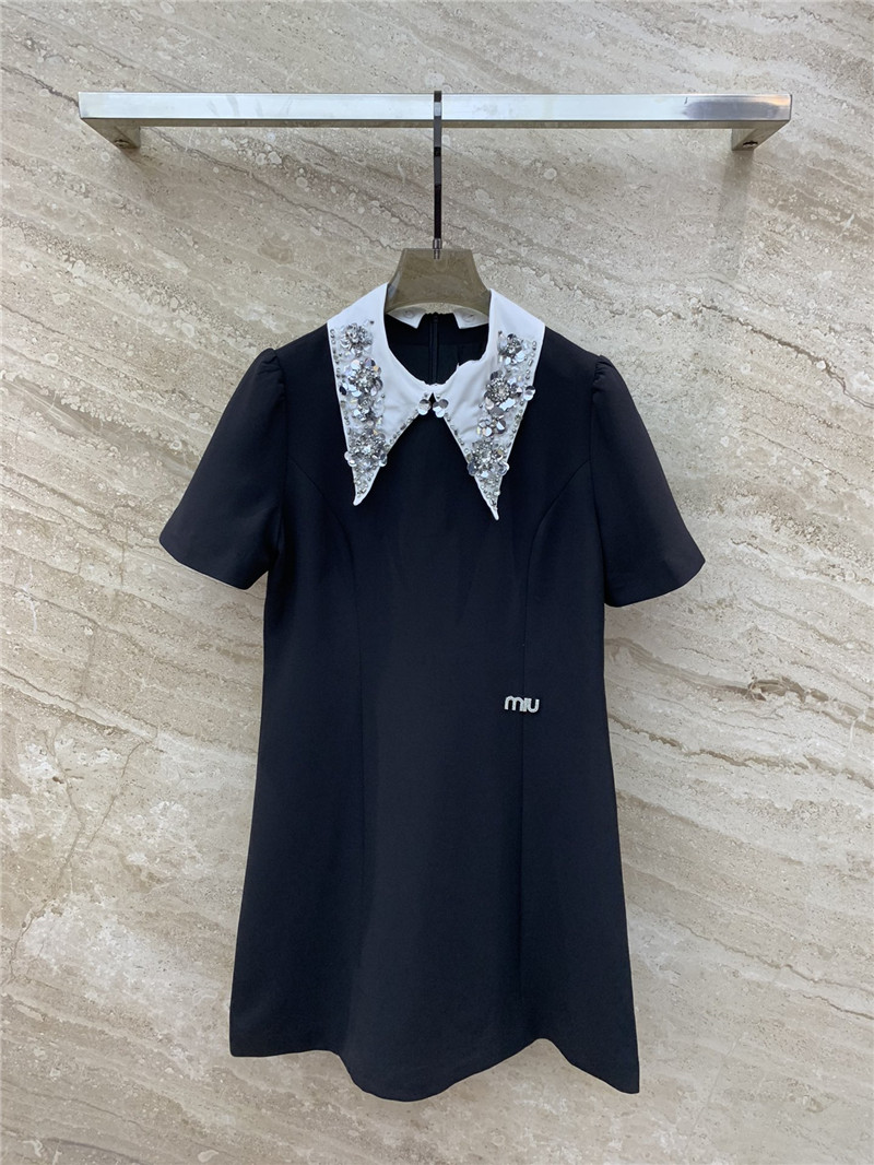 M1um1u lapel short-sleeved dress replica clothing sites