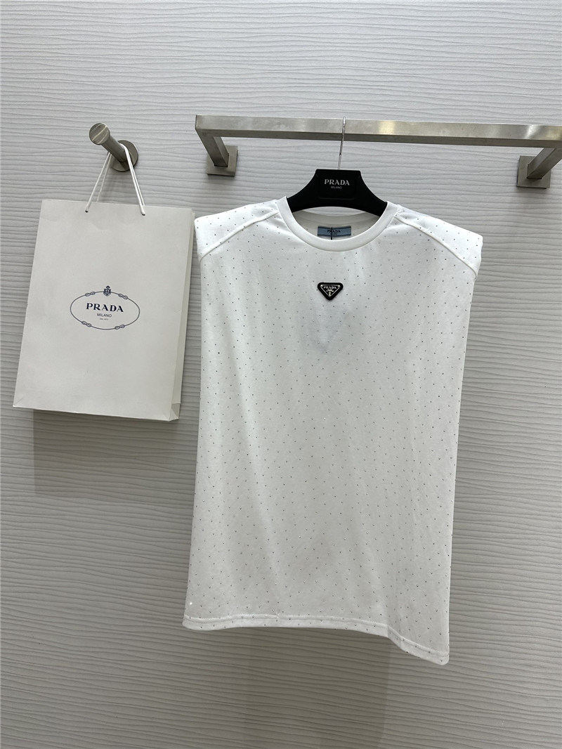 Pra*a starry rhinestone top replica clothes