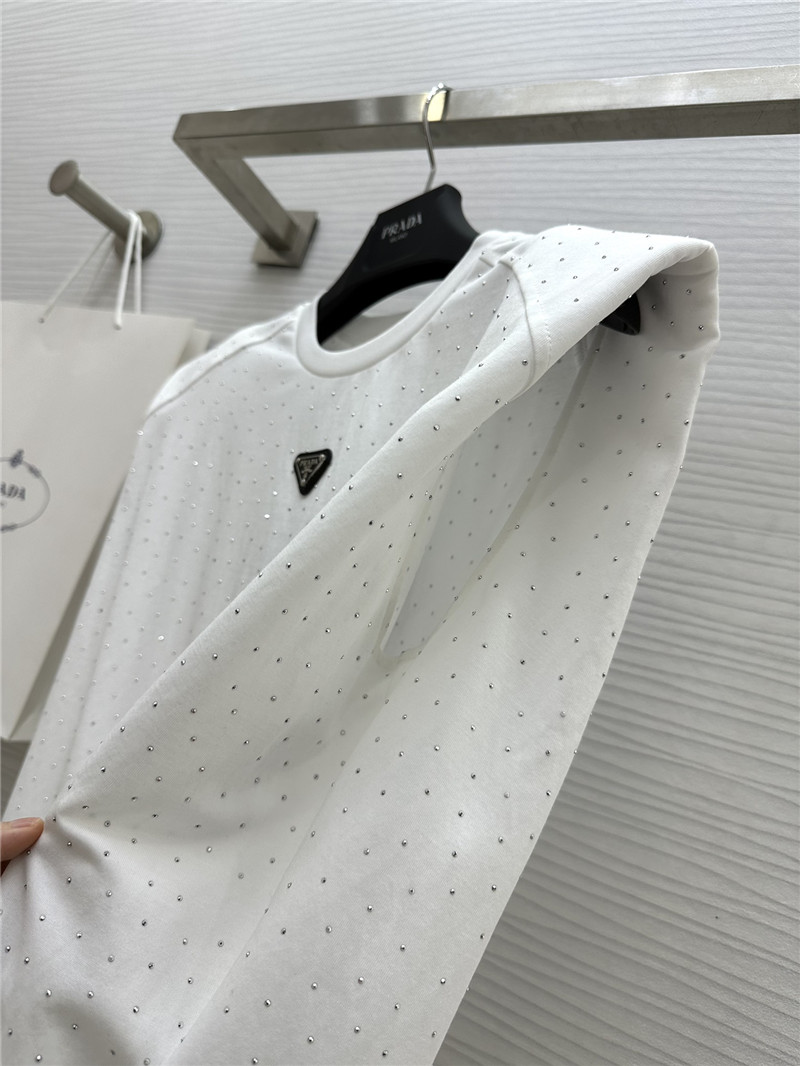 Pra*a starry rhinestone top replica clothes