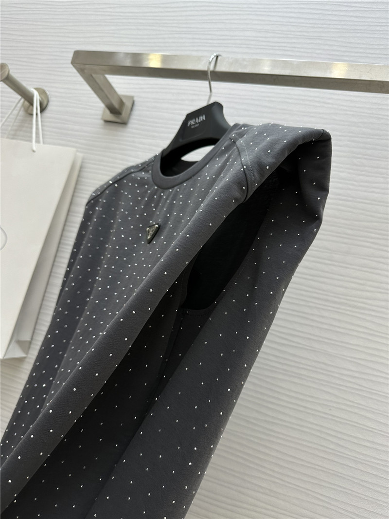 Pra*a starry rhinestone top replica clothes