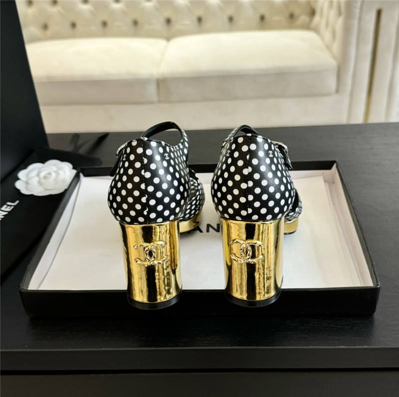 printed calfskin polka dot Ch**el platform sandals