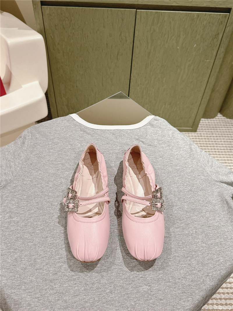 roger u1u1er mini strap leather ballerina flats in pink