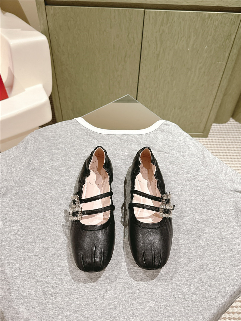 roger u1u1er mini strap leather ballerina flats in black