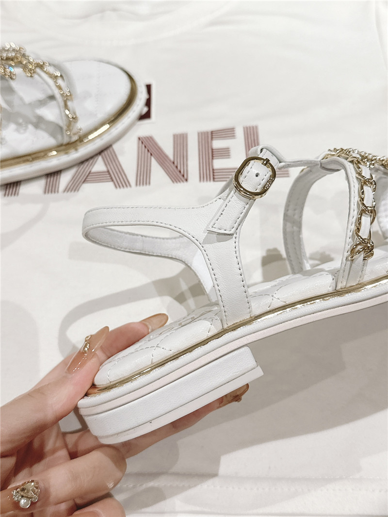 Ch**el white flip flops flat sandals