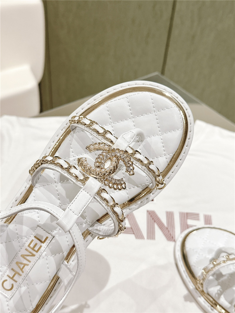 Ch**el white flip flops flat sandals