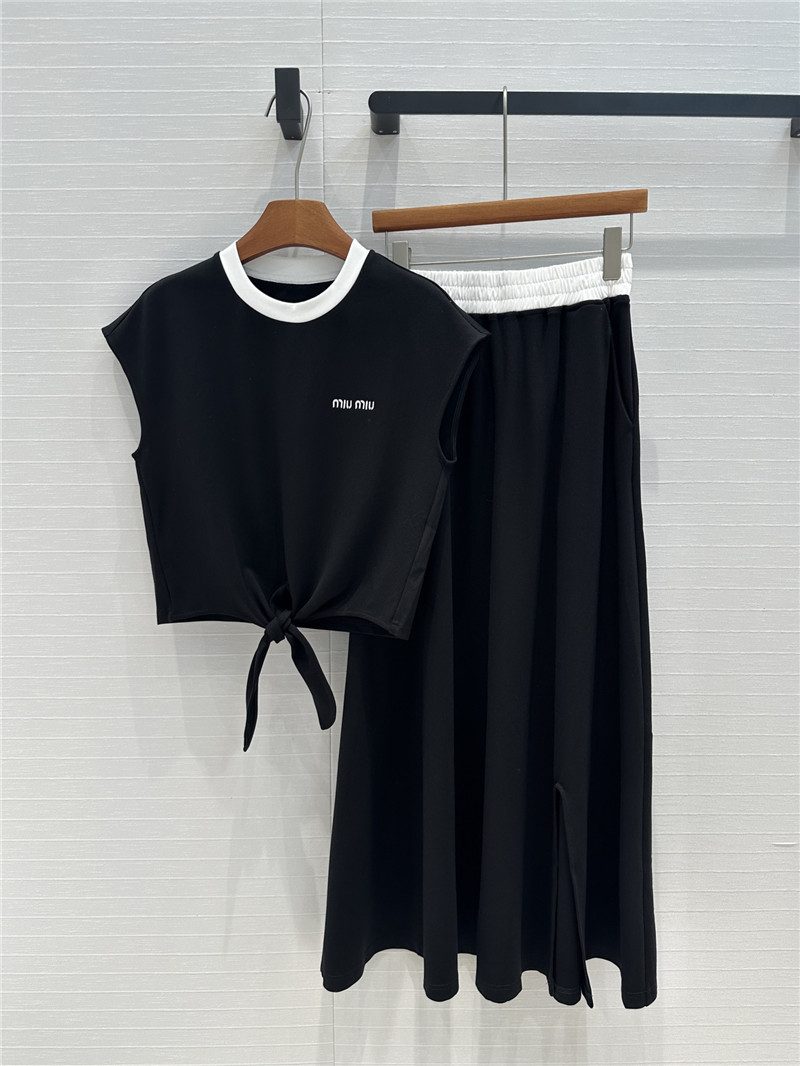 M1um1u strappy short top + big flared skirt replica clothing