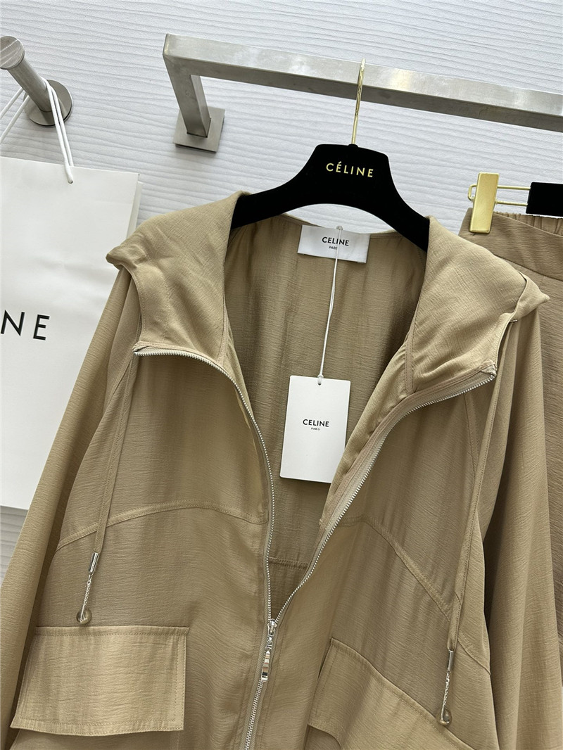 Ce1i*e tencel hooded jacket + shorts set replica clothes