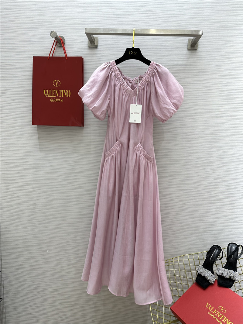 Va1e*ntin0 v neck puff sleeve dress replicas clothes